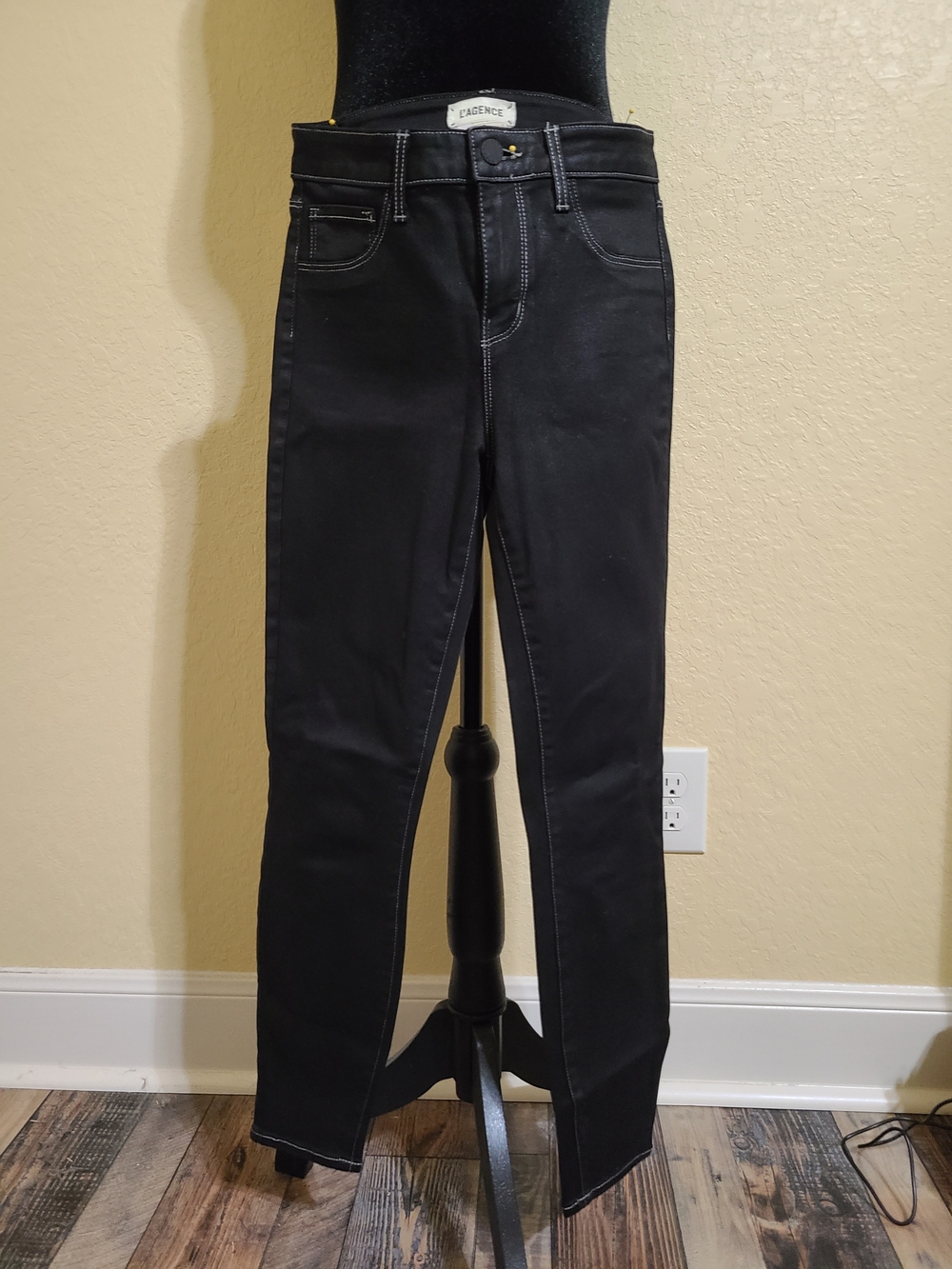 L'agence Black Waxy Skinny Jeans Size 24